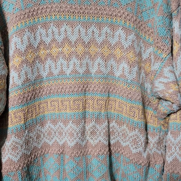 Vintage 80s grandpa style fair isle heavy knit pullover sweater - Picture 5 of 12